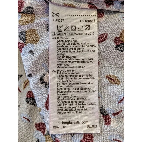 LTS Light Blue, floral V Neck Blouse - Picture 6 of 7